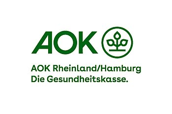 In grüner Schrift AOK/Rheinland Hamburg die Gesundheitskasse